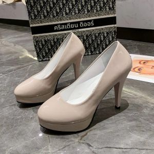 ส้นสูงไซส์ใหญ่13 14 15ส้นตึกกันน้ำรองเท้าผู้หญิงหัวกลมส้นสูงหนาตื้น