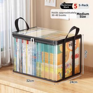 JIXIANGHAILUO | Books Storage Box Transparent Student Classroom Books Organizer