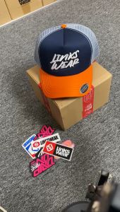 Linkswear Topi Jaring Distro Topi Trucker Dewasa Topi Baseball Jaring Pria Wanita orange navy