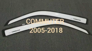 กันลม กันสาดประตู คิ้วกันสาด กันสาด คิ้ว สีขาว ทรงเรียบ รถตู้ โหม่งน้อย โตโยต้า คอมมิวเตอร์ Toyota hiace commuter 2005 2006 2007 2008 2009 2010 2011 2012 2013 2014 2015 2016 2017 2018 ใส่ร่วมกัน