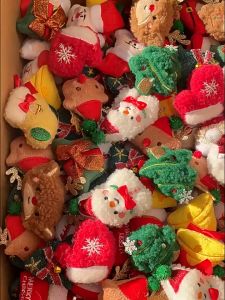 Christmas Brooch Pin Cute Cartoon Reindeer Santa Claus Exquisite Hat Scarf Clothes Decoration Holiday Gift for Kids