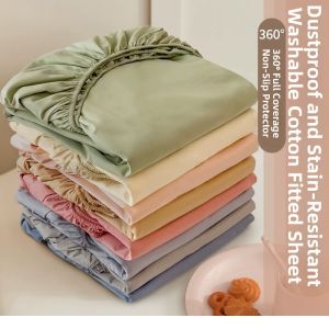 All-enveloping Thick Pure Color Water Washed Cotton Maternity-grade Bed Sheet
