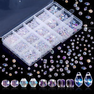 1000PCS Assorted Crystal Beads Kit Jewelry Beads Bulk with Container Box for DIY Necklace Bracelet Earring(4/6/8mm AB Color)