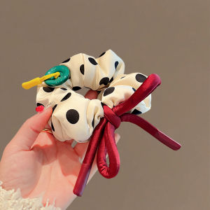 Laid-back Style Satin Polka Dot Red Bowknot Hair Ties Large Elastic Band Magic Girl Lazy Style Hair Accessories