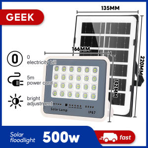 BUY 1 TAKE 1 Solar Light Outdoor Waterproof 3000W LED Floodlight with Solar Panel IP67 Super Bright Auto On/Off Remote Control for Garden Yard Courtyard Security Night Light GEEK 3000W