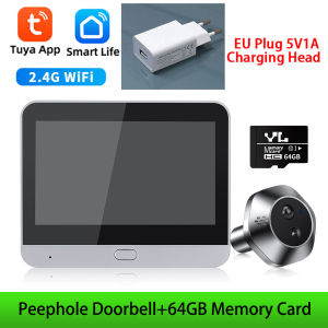 New 4.3Inch Digital Door Peepholes Two Way Talk Smart Tuya WiFi Peephole Door Camera 1080P PIR Night Vision Motion Detection