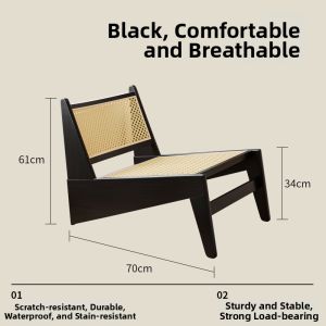 MU FENG ZHI NAN | Vintage Rattan Woven Wooden Lounge Chair