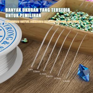 DIY Buatan Tangan Garis Manik-Manik Tangan Gelang Kalung Garis Manik-Manik Garis Elastis Transparan Jepang Perhiasan Garis Kristal Tahan Aus Garis Perhiasan Manik-Manik