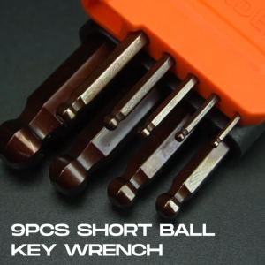 Harden 540603 9Pcs Medium Ball Key Wrench (PROFESSIONAL) Chrome Vanadium 9pcs Short Hex Key Allen Ball Wrench Set