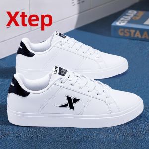 XTEP | Giày Da Trắng Phong Cách Thư Giãn Cổ Thấp Cho Mùa Thu