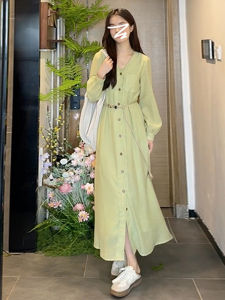 ZHENMANZI | French Gentle Korean Style V-neck Unique and Elegant Long Dress