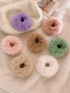 ยางรัดผมขนสัตว์แบบเรียบง่าย ยางยืดทนทานสำหรับเด็ก รัดผมทรงหางม้าต่ำ รัดผมทรงลูกบอล แฟชั่นฤดูหนาว 2024