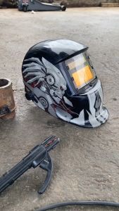 JAYA ABEDOE Helm Las Full Face Otomatis Gelap Terang Listrik Auto Welding Mask with Senter LED 107T4