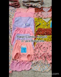 37pcs Paket Premium Printing Perlengkapan Baju Celana Bayi Perempuan/Cewe Bedong Gurita Popok Bayi Baru Lahir 0-12 Bulan Combo Mix Flower Korean Look SNI Sale 12.12