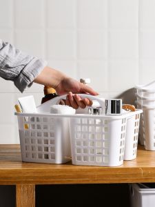 ถังอาบน้ำพลาสติกพกพา ถังเก็บของสำหรับห้องน้ำ ถังบรรจุภัณฑ์อุปกรณ์ส่วนตัว ถังเก็บของอเนกประสงค์ ถังเก็บของสำหรับใช้ในครัวเรือน