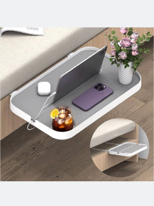 Wall-Mounted Bedside Mattress Storage Rack Free-Standing Table Clamp Gap Table Hanging Board Tray Cup Holder Bed Head Organizer