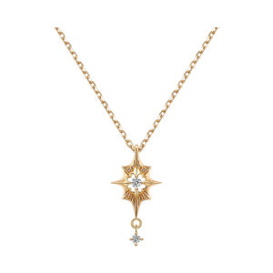 Sanswood Aurora Shining Six-pointed Star Necklace Vintage Dynamic Zircon Diamond Clavicle Chain Womens Fashion Jewelry