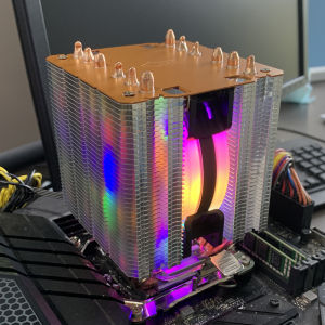 พัดลมระบายความร้อนซีพียู AM4 พร้อมไฟ RGB 4PIN PWM 6 ฮีทไปป์ สำหรับ Intel LGA 1700 1200 1150 1151 1155 2011 X79 X99 AM3 AM5