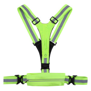 【New Arrival】 LED Reflective Vest Belt with Pocket Adjustable Safety Vest High Visibility Running Vest for Night Running Cycling