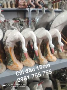 Mô Hình Con Cò Trang trí Sân vườn_ Tiểu cảnhTượng Cò Gốm Sứ Bát Tràng loại 1