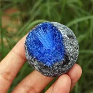 1 Bohemian Royal Blue Geode แร่ตัวอย่างคริสตัลเข็มสีฟ้า - คริสตัลตกแต่งบ้าน เครื่องประดับทําอุปกรณ์