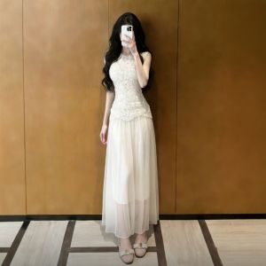 CHANGTONG | Lace Splice Mesh Gentle Style Young and Pretty Dress Summer