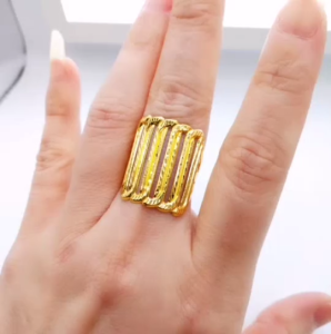 Cincin Design Stamping Full Gold Saiz 11.5 12 14 15 16 17 18 20.5 21 22 23 24 Emas 916 Yon Hing