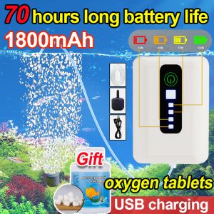 New Portable USB-USB Charging Fish Tank Air Pump with Silent Operation 70-Hour Battery Life for Aquarium Oxygenation 1800mAh Eco-Friendly Power Management