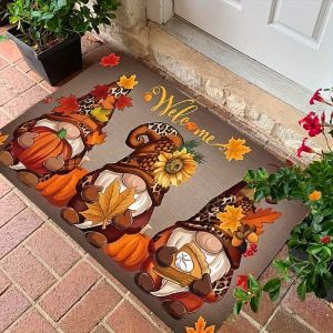 VIKAMA Christmas Gnome Elves Welcome Doormat Non Slip Washable Rug for Front Porch Living Room Indoor Outdoor Decor