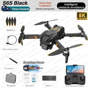 Hot Shark Drone S6S Brushless Professional 8K HD Camera WIFI FPV Obstacle Avoidance Optical Flow RC Foldable Quadcopter Toys