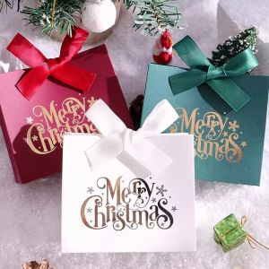 12Pcs Christmas Candy Boxes Santa Claus Merry Christmas Gift Box Cookie Chocolate Packaging Box New Year Party Favor