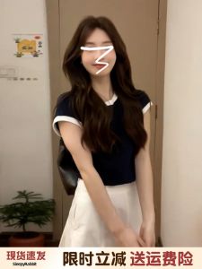 American Retro Short Sleeve T-Shirt Women Summer New Small Design Base Shirt Slimming Versatile Top Korean Style Commute