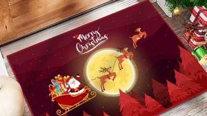 80x50cm Christmas Carpet Floor Mat - Anti Slip Water Absorption Rug Bath Mat