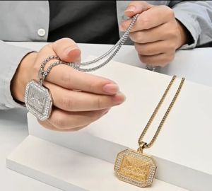 Kemstone The Last Supper Stainless Steel Zircon Necklace Mens Hip Hop Pendant Necklace Jewelry