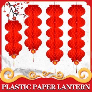 【Anglebabylife】Chinese Spring Festival Waterproof Red Lanterns Plastic Oil Paper Lantern