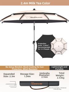 YUZHIYUAN | No-Setup Sunproof Canopy Black Adhesive Foldable Umbrella