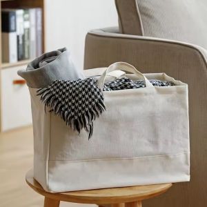 1/4PCS Large Capacity Sundry Storage Basket Canvas Foldable Clothes Storage Basket Handheld Portable Toy Storage Basket