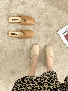 รองเท้าแตะสวมหัวสำหรับผู้หญิงในช่วงฤดูร้อนปี 2025 รองเท้าแตะสวมครึ่งนิ้วแฟชั่นสำหรับกลางแจ้ง รองเท้าแตะส้นแบนแบบลำลอง สวมใส่สบาย