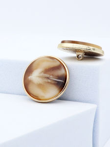 Exquisite Resin Metal Double Plated Button Gold Edge Shirt Coat Button Simple Elegant Large Size Coat Button Home Fabric