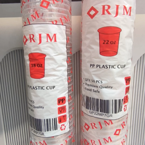 Gelas Plastik 18oz 7gr RJM / Gelas Cup Plastik Datar / Gelas Plastik Polos + Tutup 50 pcs