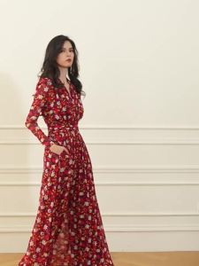 Provence Floral Design Wide Leg Jumpsuit with Waist Cinching