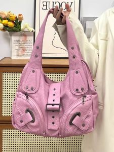 2025 New Large Capacity Trendy Motorcycle Bag Casual Versatile Handheld Tote Bag Luxury Sensation Single Shoulder Crossbody Bag for Women