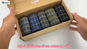 Tất nam cổ cao công sở đi giày tây mẫu sọc Caro chất liệu cotton cao cấp hút ẩm thoáng khí - GOM-TAYCARO-1DOI