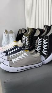 H รองเท้าผ้าใบโกลด์ซิตี้(Gold city) รุ่น1207 ทรงคอนเวิส สี ขาวดำ/ดำ/ขี้ม้า/ดำแดง/กรม/ครีม/ดำดำ/เทา ไซส์ (Size) 37-47