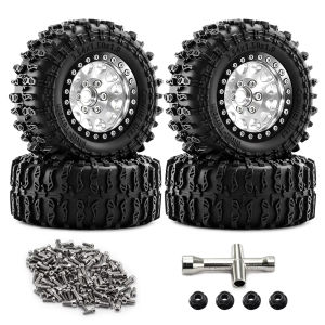 4pcs 1.9 inch Crawler Mud Tire & Beadlock Wheel Rim for 1/10 Axial SCX10 Redcat GEN7/8 Wraith TRX4 RC4WD D90 HPI RC Crawler Car