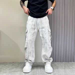 กางเกงขายาวทรงหลวมสไตล์อเมริกันสำหรับผู้ชาย กางเกงขายาวทรงตรง ทรงหลวม กางเกงขายาวทรงหลวมสำหรับใส่ทำงานในฤดูใบไม้ร่วงและฤดูหนาว