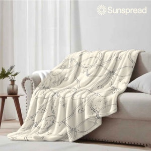 Beast Kingdom | beige bow heart sparkle Soft Warm Flannel Blanket Lightweight Cozy Christmas Halloween Home Decor Room