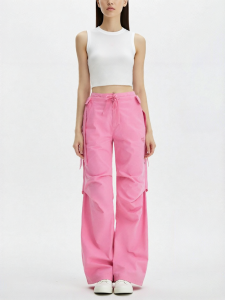 Fashion Trendy Simple Solid Color Drawstring Casual Trousers