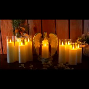 Led Simulation Flickering Flameless Tealight Glass Candle,Battery Candles Halloween Candles,cylindrical candle