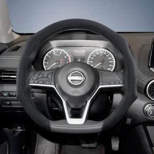 Suitable for Nissan Premium Suede Snap-On Steering Wheel Cover Non-Slip and Durable Round and D-Shaped Steering Wheel Available for Qashqai J10 J11 March Terrano2 Pathfinder R51 Note E12 Almera G15 Patrol Y61 Juke N16 Xtrailt3